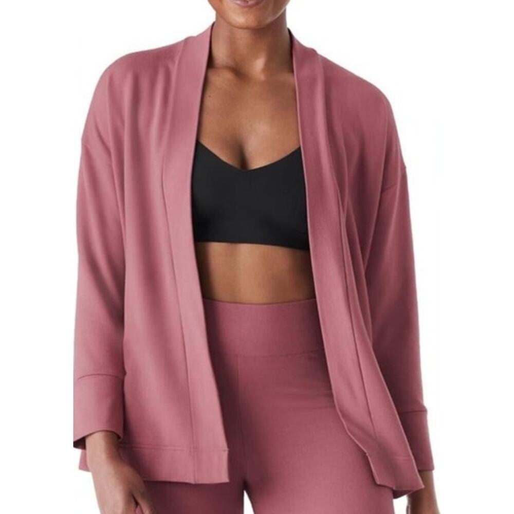True & Co New Women's Any Wear Open Cardigan Modal Blend Crushed Berry Small